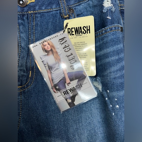 Rewash Brand Ultra Stretch Classic Rise Denim Jeans Sequin Patches Sz 17/33 - Picture 11 of 11